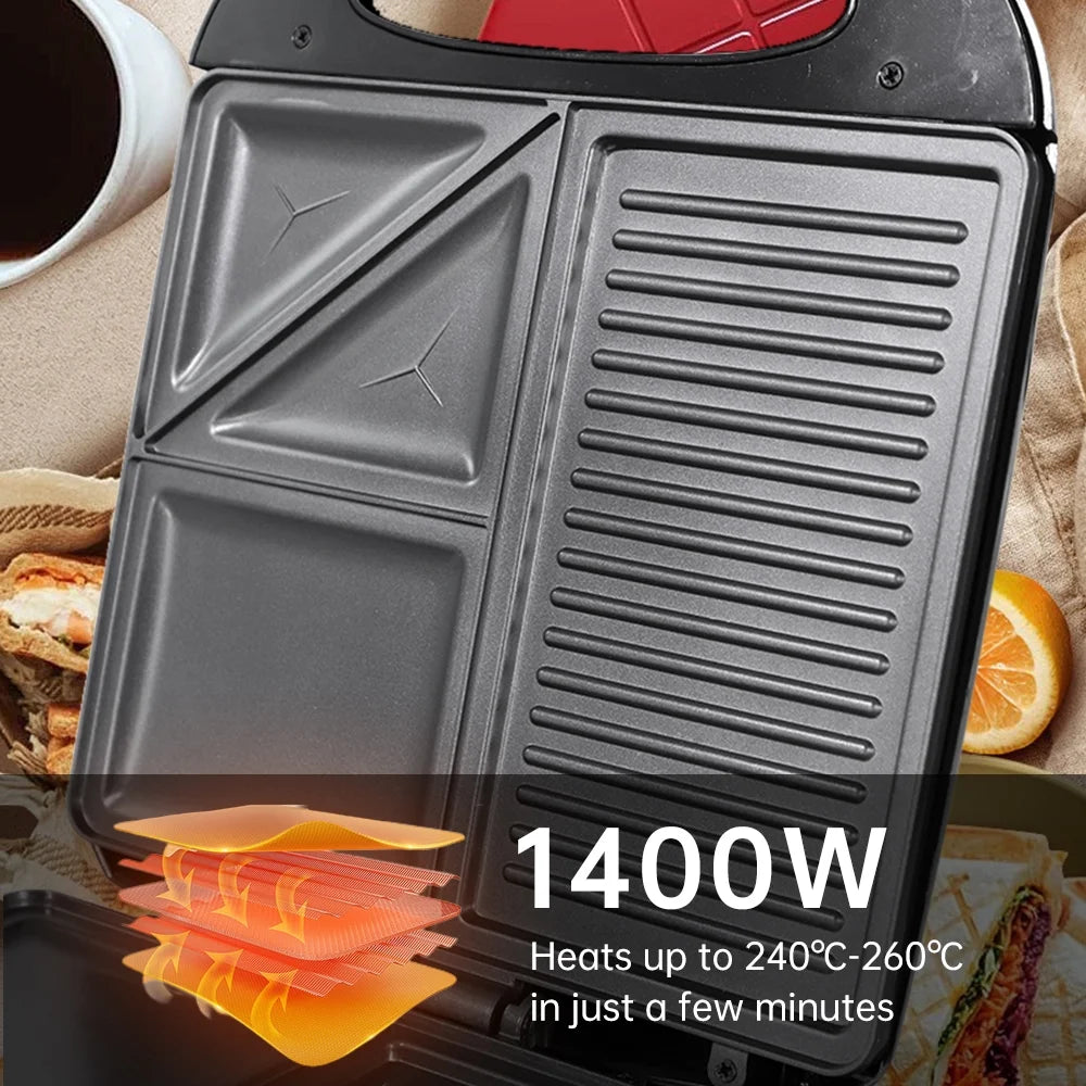 1400W Non-Stick Electric Grill Waffle Maker J4855