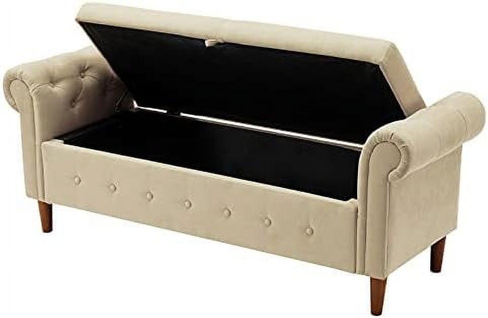 Velvet Tufted Ottoman Sofa Bench with Pillow Y23823