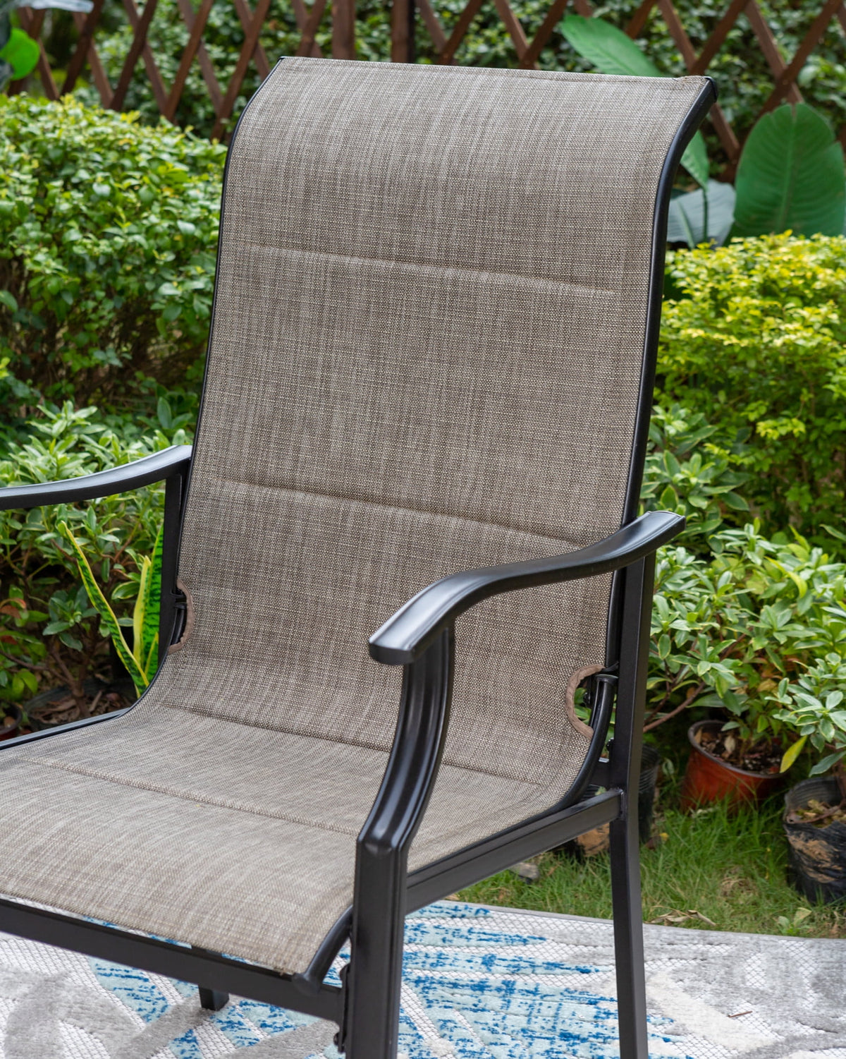 7 Pieces Outdoor Patio Dining Set with 6 Chairs & Steel Frame Table C81945