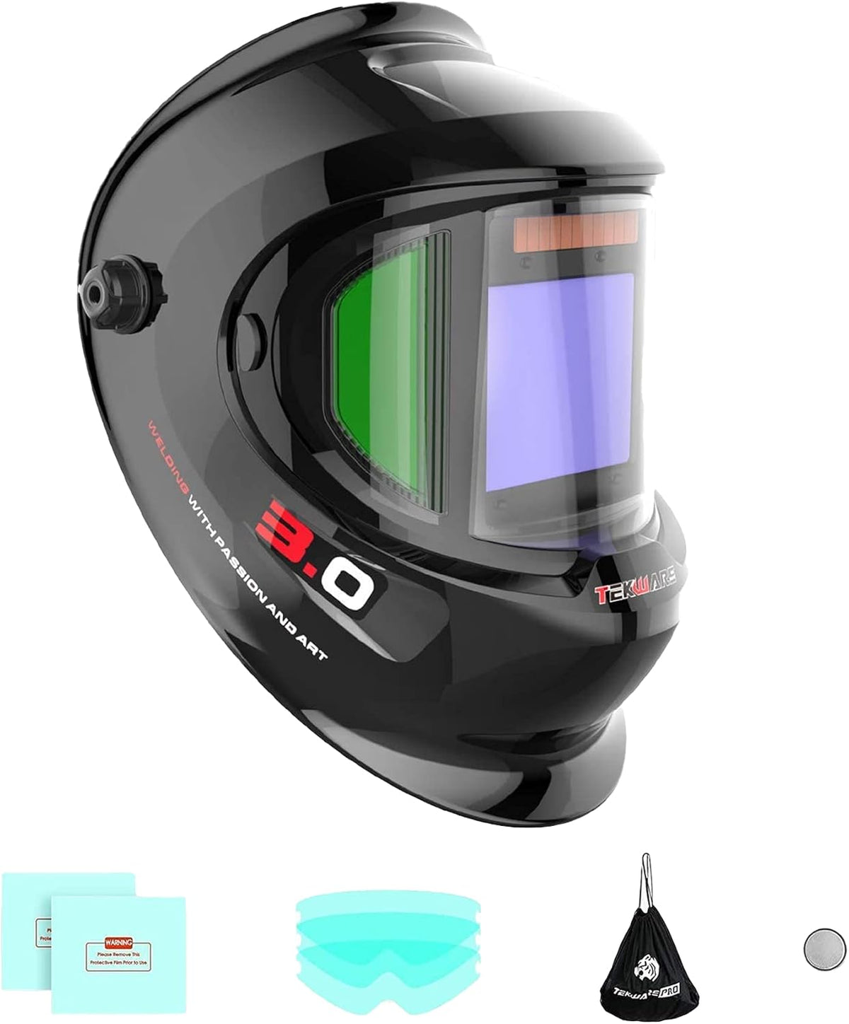 Auto Darkening Welding Helmet with Ultra Large Viewing Screen, 4 Arc Sensor, 1/1/1/2 Optical Clarity, Pack of 2 S16384