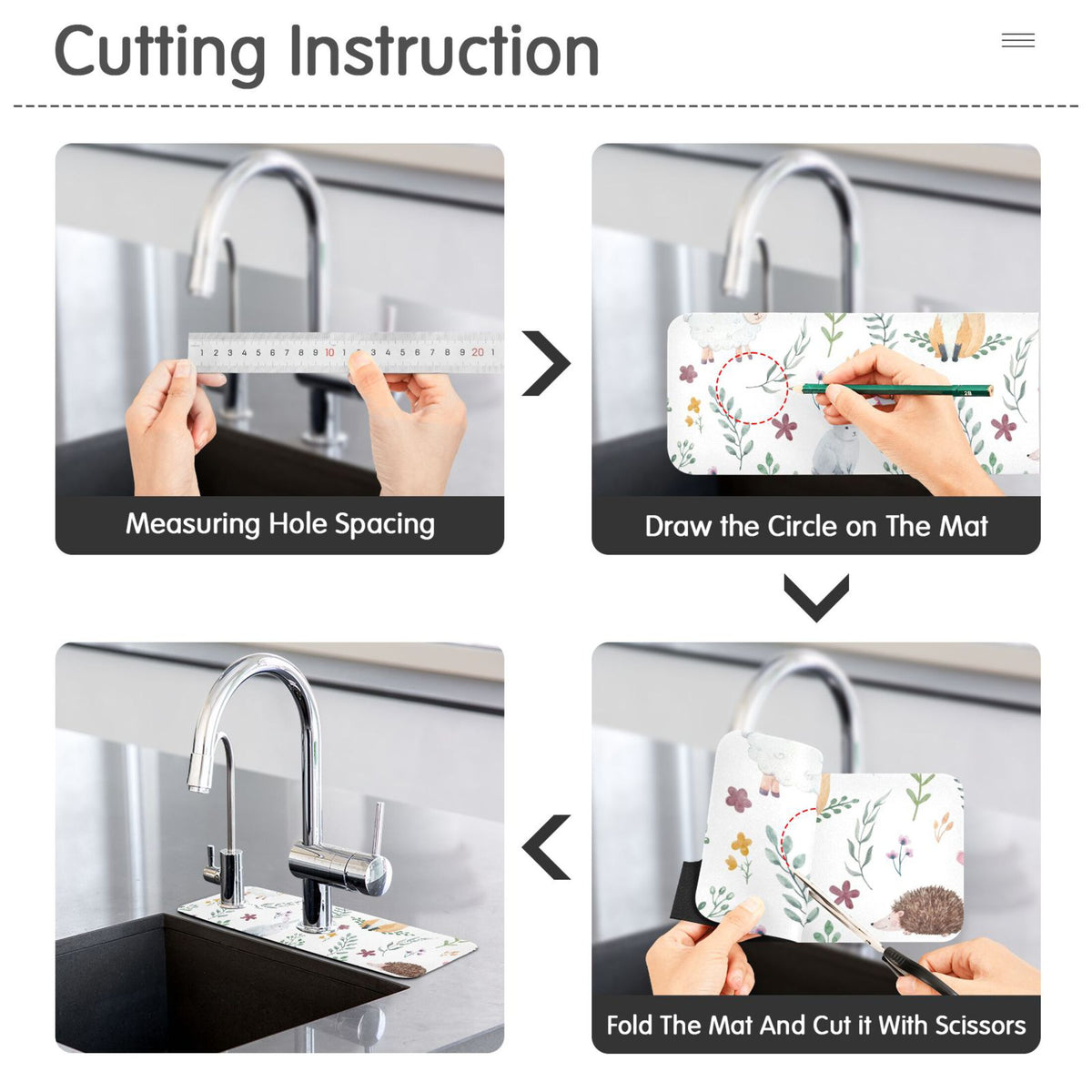 Sink Splash Guard Set with Drying Mat, 2 PCs, 30x5.4in Y1526