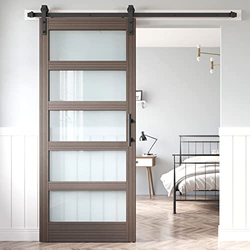 36x84 Inch Glass Sliding Barn Door with Hardware Kit W279282