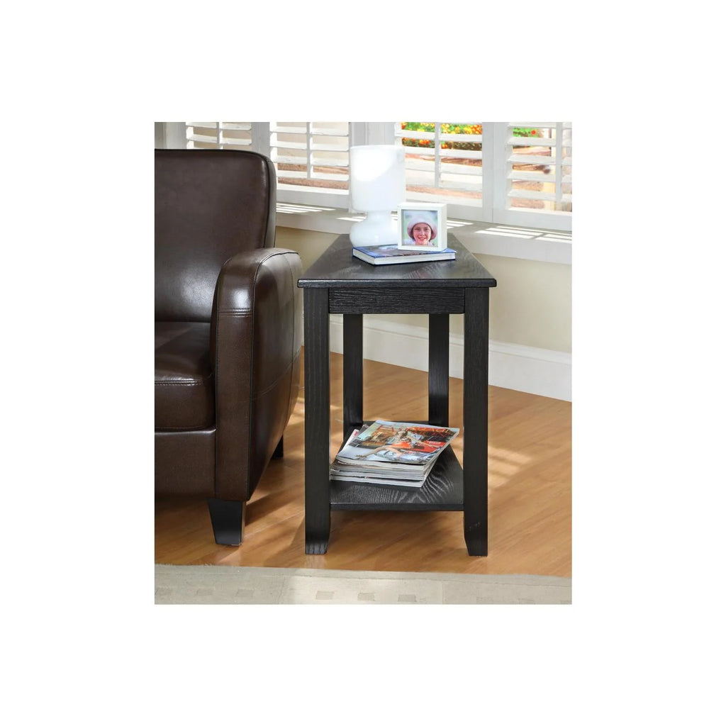 Wood Wedged Chair Side Table with Bottom Shelf T65886