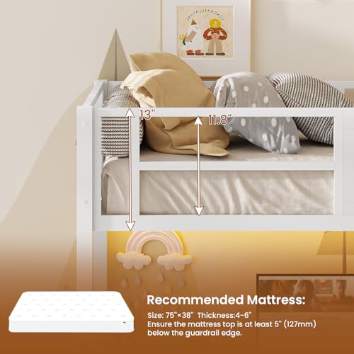 Twin Size White Metal Loft Bed with Desk and Wardrobe F759737