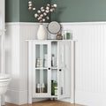 White Two-Door Wood Corner Cabinet D42408