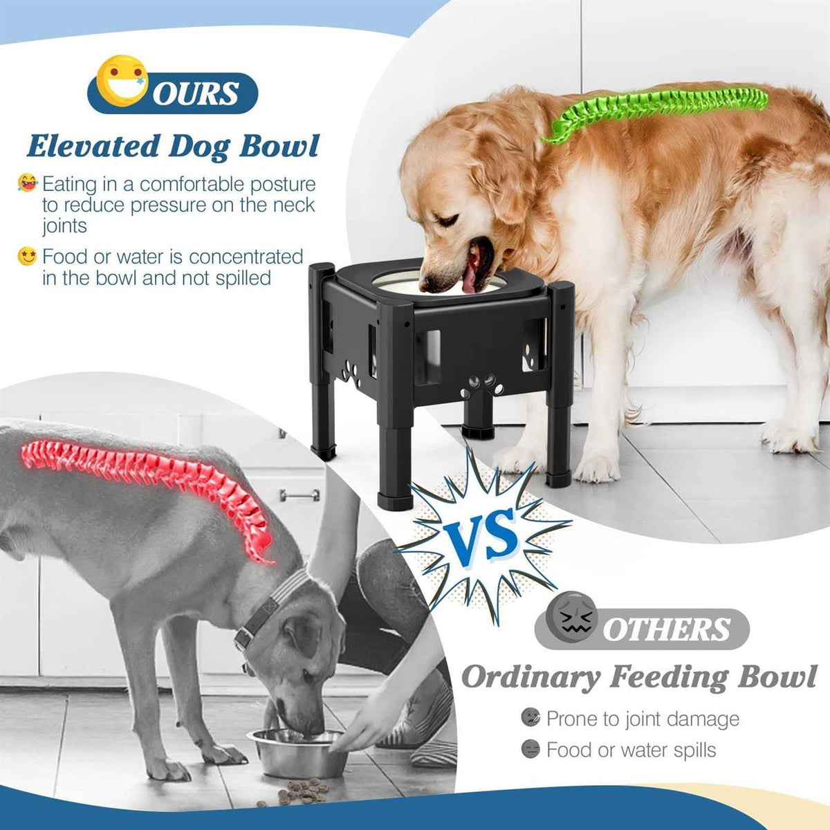 Elevated Dog Water Bowl 80OZ/2.5L Slow Feeder P84938