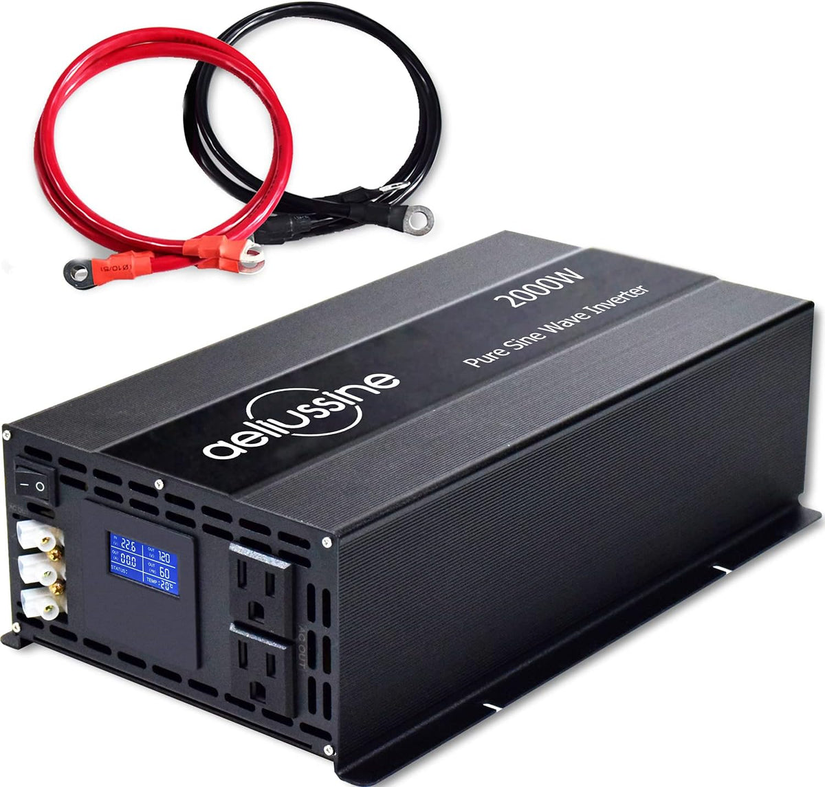 2000 Watt Pure Sine Wave Power Inverter 12V to 110V 120V DC to AC 4000W Surge Hardwire Terminal 2 US Outlet U966186