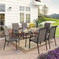 7 Pieces Outdoor Patio Dining Set with 6 Chairs & Steel Frame Table C81945