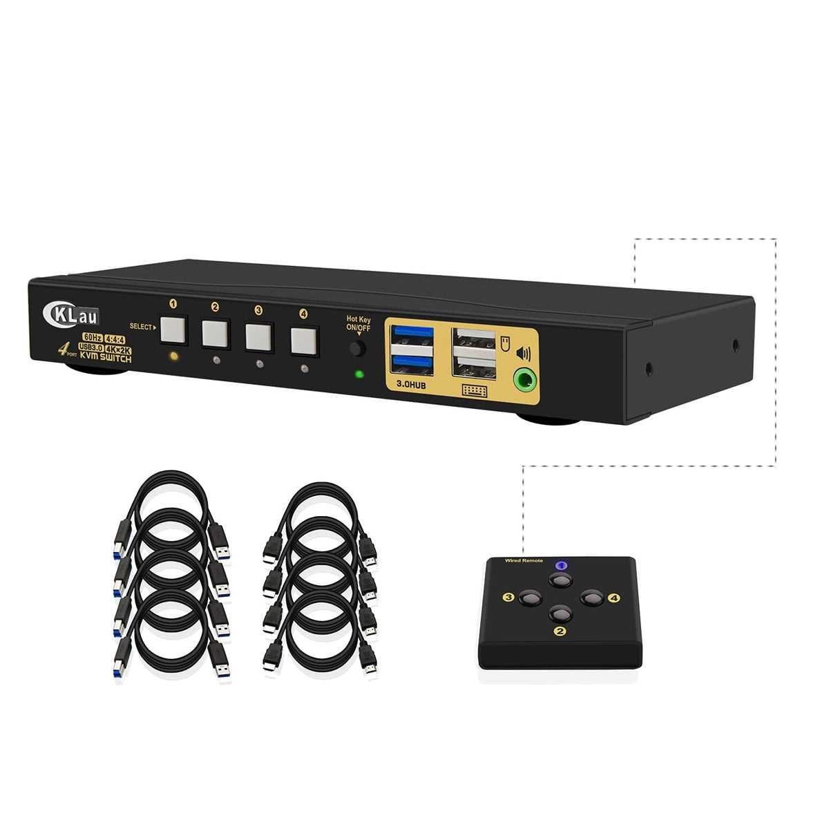 4 Port HDMI 2.0 USB 3.0 KVM Switch with Cables Y1837