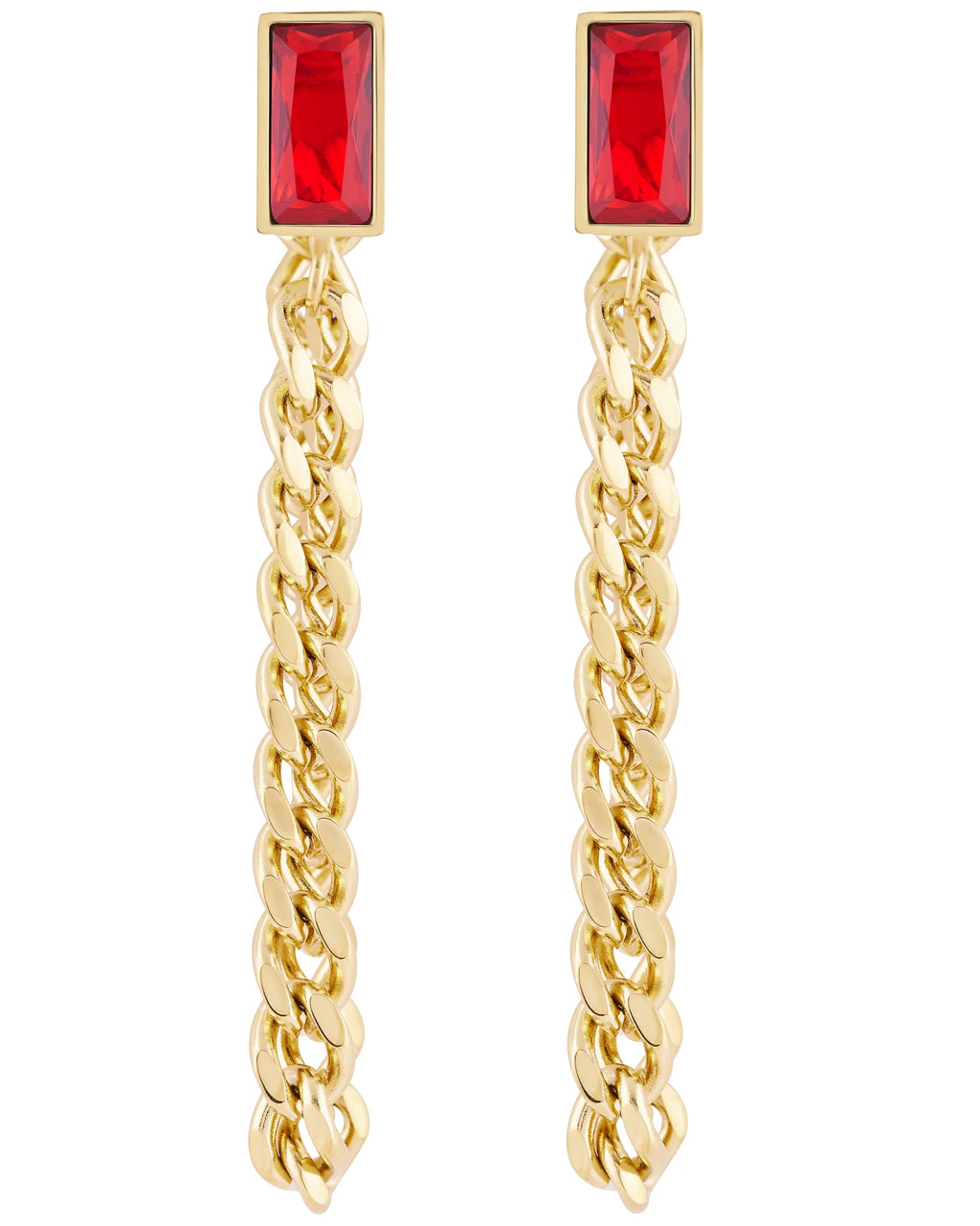 18K Gold Plated Stainless Steel Baguette Chain Earrings Z520