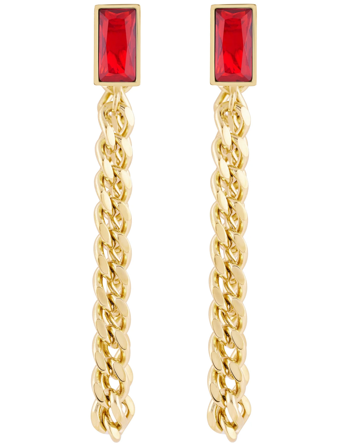 18K Gold Plated Stainless Steel Baguette Chain Earrings Z520