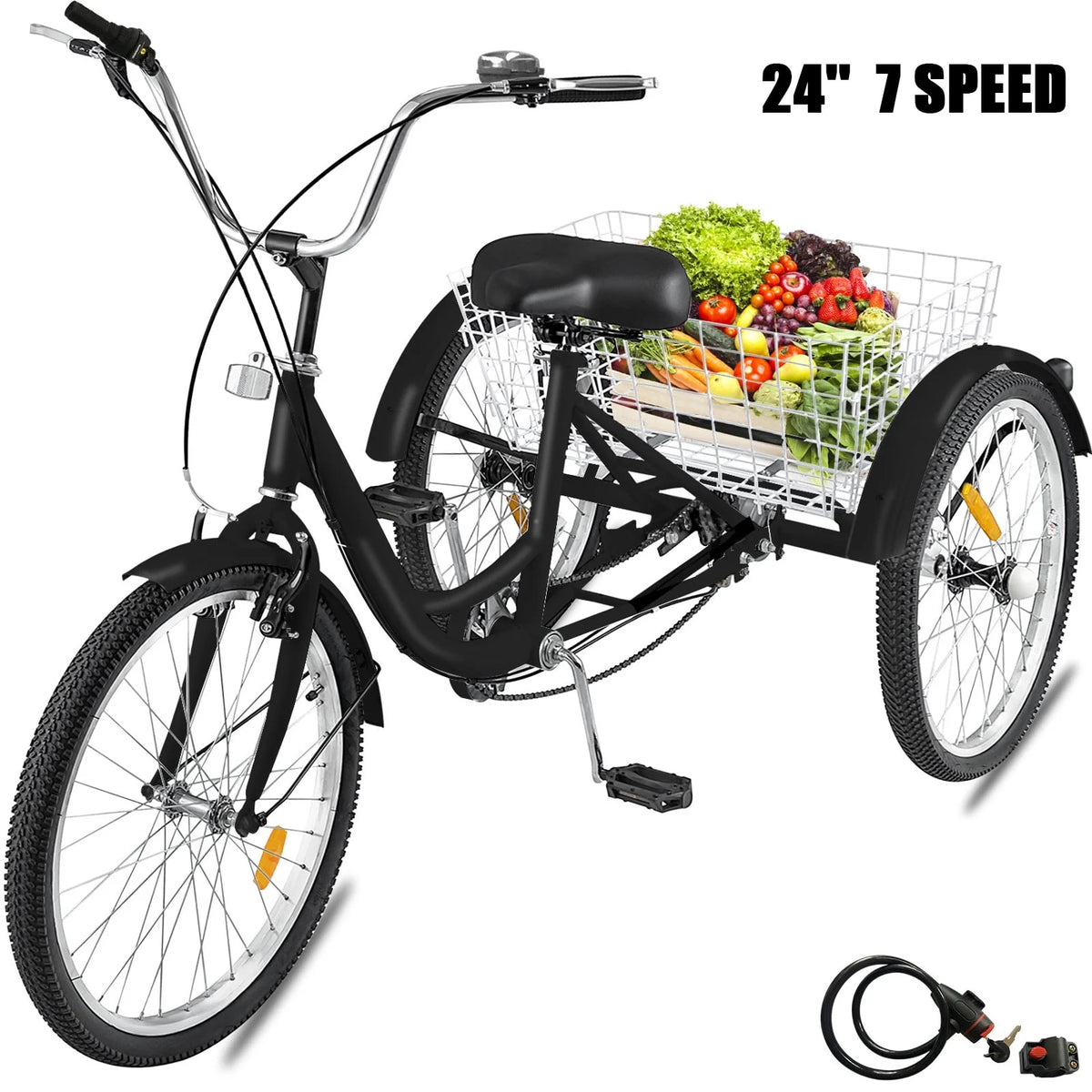 26 inch 7-Speed Adult Tricycle with Basket Z336357