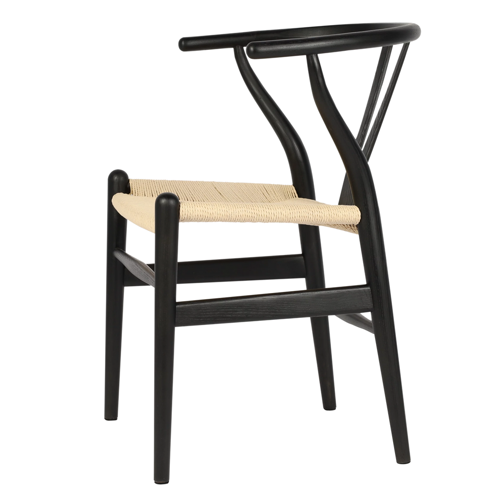 Black Solid Wood Rattan Dining Chair M871