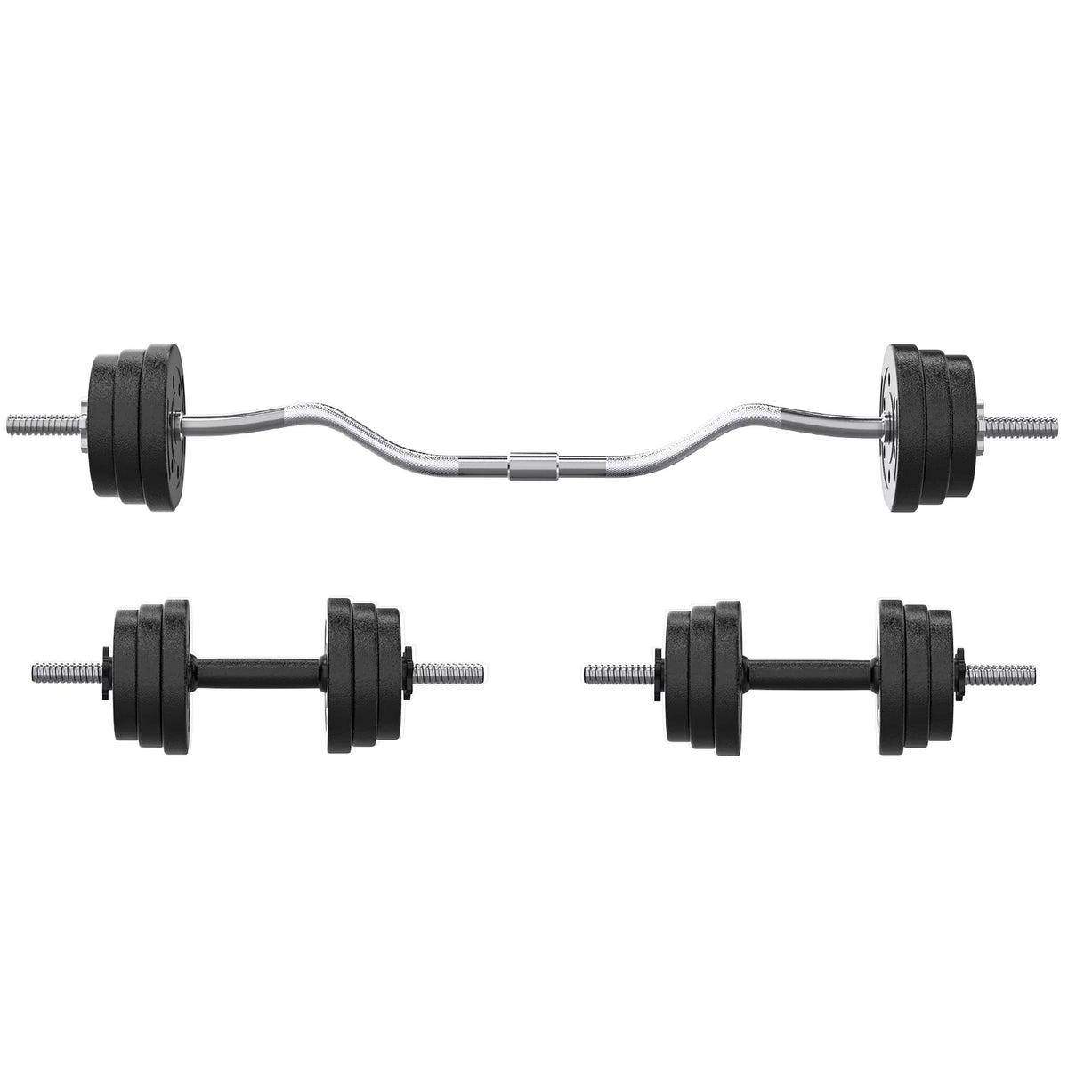 2 in 1 Adjustable Dumbbell Set with Connecting Rod Q77903