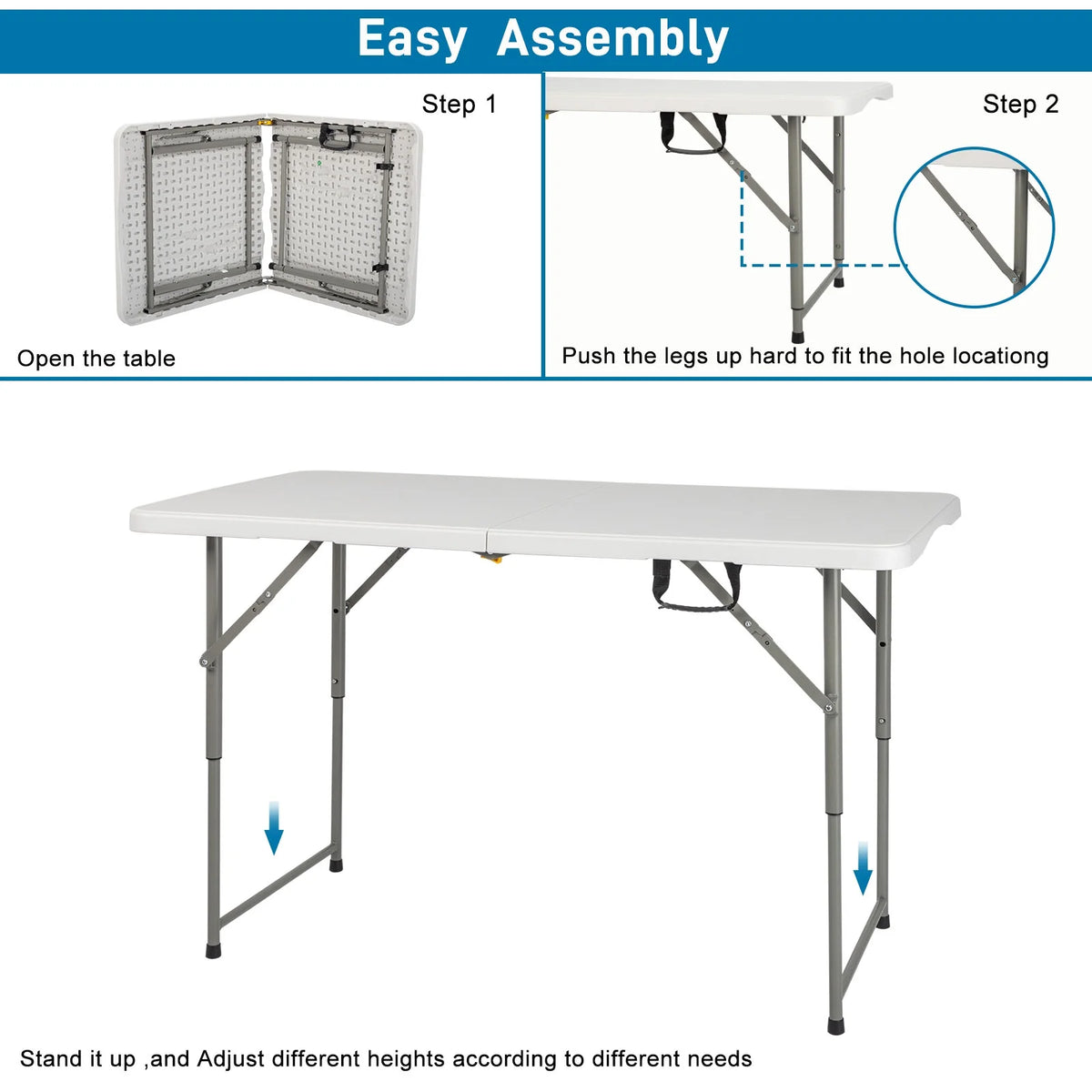 4 Ft White Plastic Folding Table Z4659