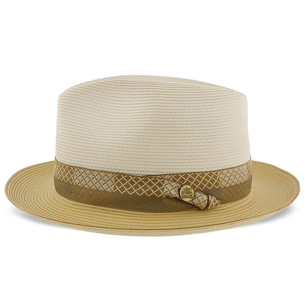 Ivory/Cognac Milan Straw Fedora Hat W20764