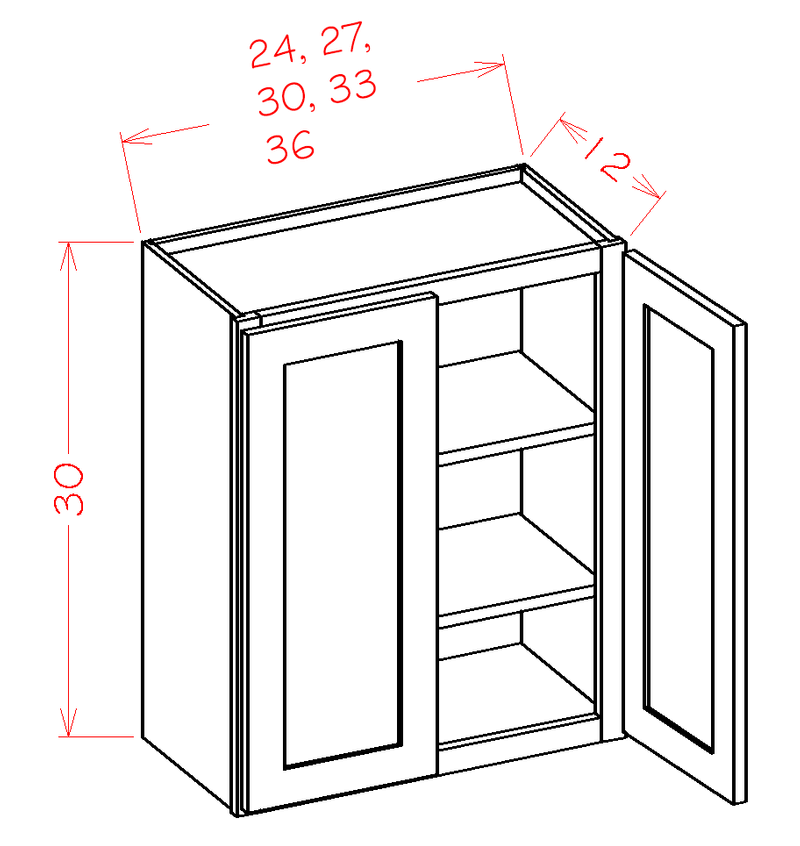 2 Doors 2 Shelves Wall Cabinet High-Density Fiberboard U5894