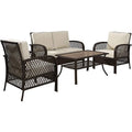 4 Piece Wicker Patio Sofa Set in Brown and Sand L4269