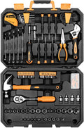 128 Piece General Household Hand Tool Kit with Plastic Toolbox Storage Case N326134