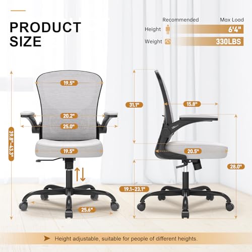 High Back Mesh Ergonomic Office Chair with Flip-up Armrests V181