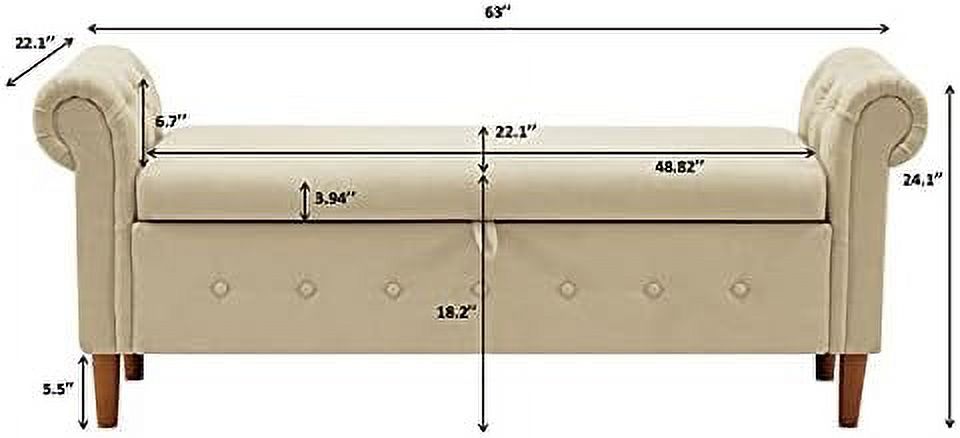 Velvet Tufted Ottoman Sofa Bench with Pillow Y23823