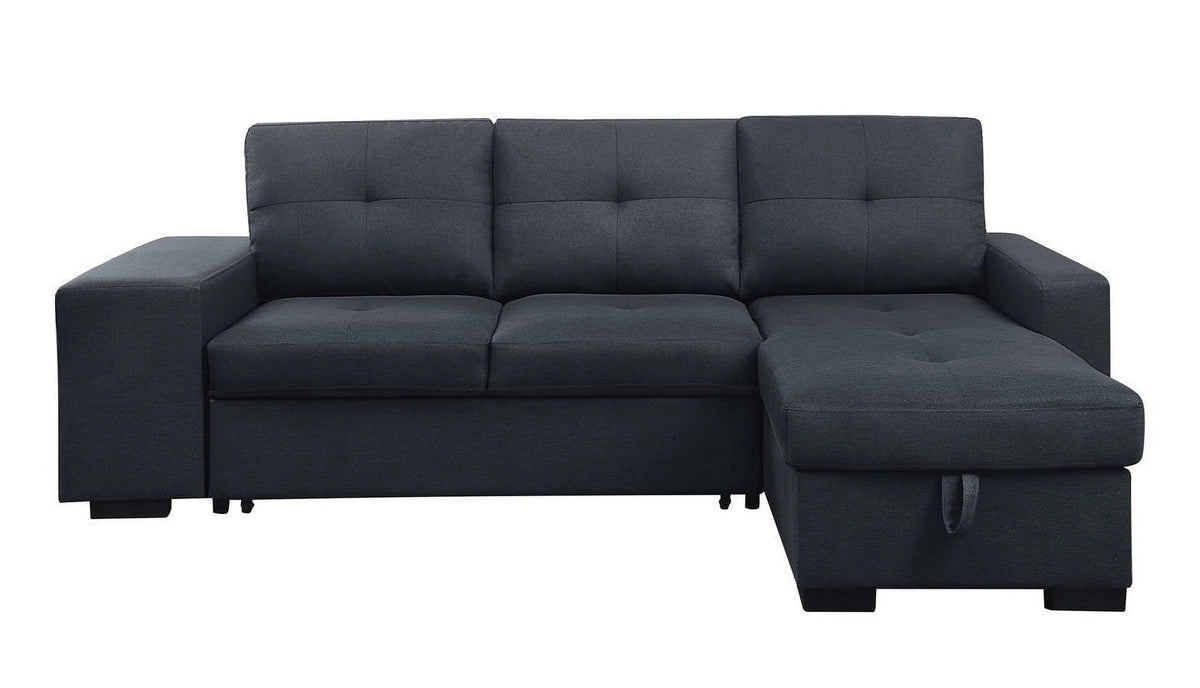 Linen Sleeper Sectional Sofa with Reversible Storage Chaise I333