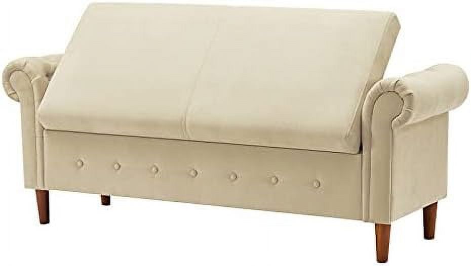Velvet Tufted Ottoman Sofa Bench with Pillow Y23823