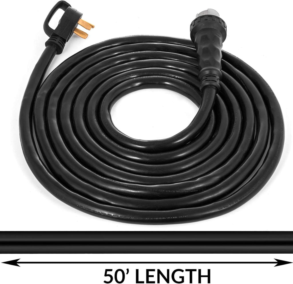 50FT 50 AMP Weatherproof Heavy Duty Twist Lock RV Extension Cord D31916