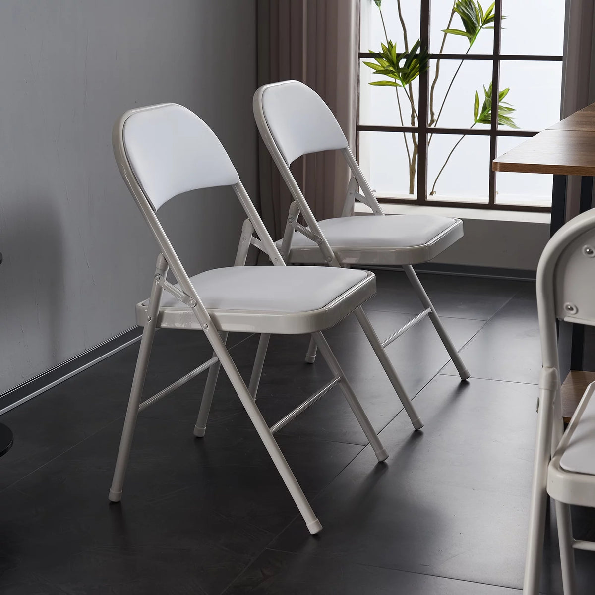 6 Pack Black Folding Chairs Cushioned Padded Seat Metal Frame Z4837