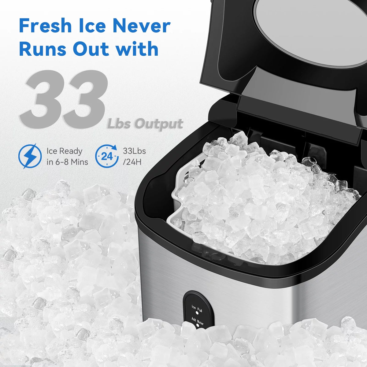 Portable Countertop Ice Maker with Ice Scoop and Basket X309
