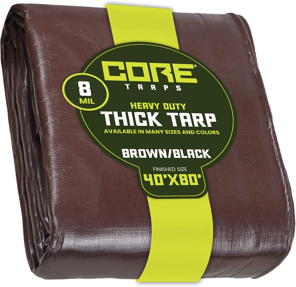 Heavy Duty 8 Mil Waterproof Poly Tarpaulin with Reinforced Edges (Brown/Black 18′ X 24′) D767