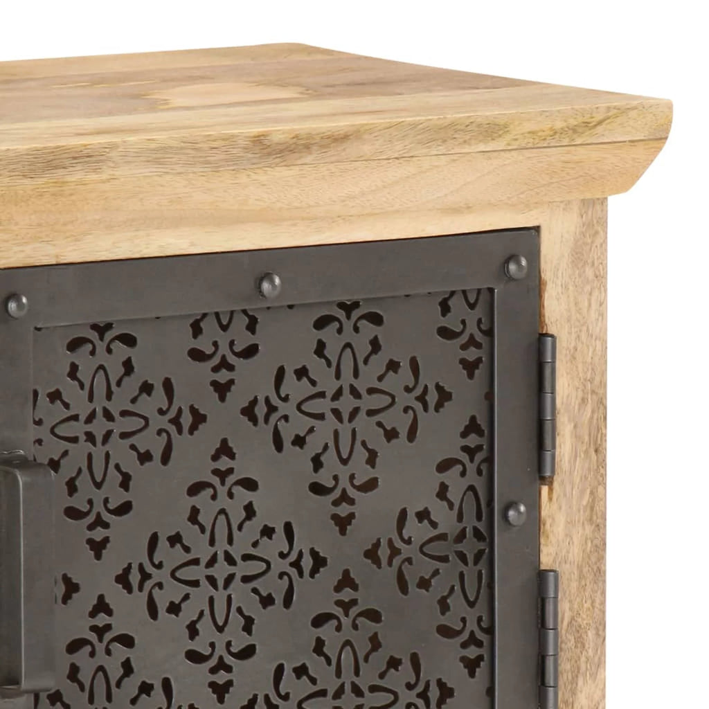 Mango Wood TV Stand with 2 Steel Doors S792172
