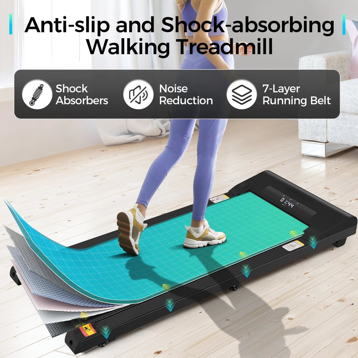 Walking Pad Treadmill 2.5HP Electric Running Machine with LED Display B50597