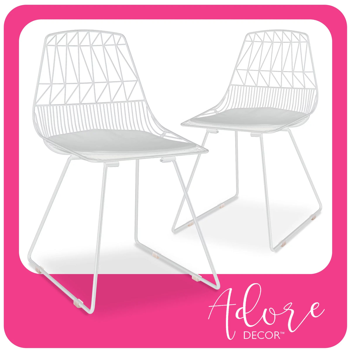French White Metal Dining Chair Set of 2 R3484