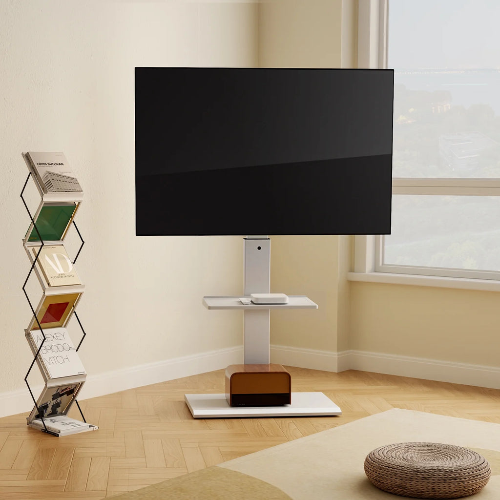 White Floor TV Stand with Mount for 26-65 inch Flat Screen TVs S2092