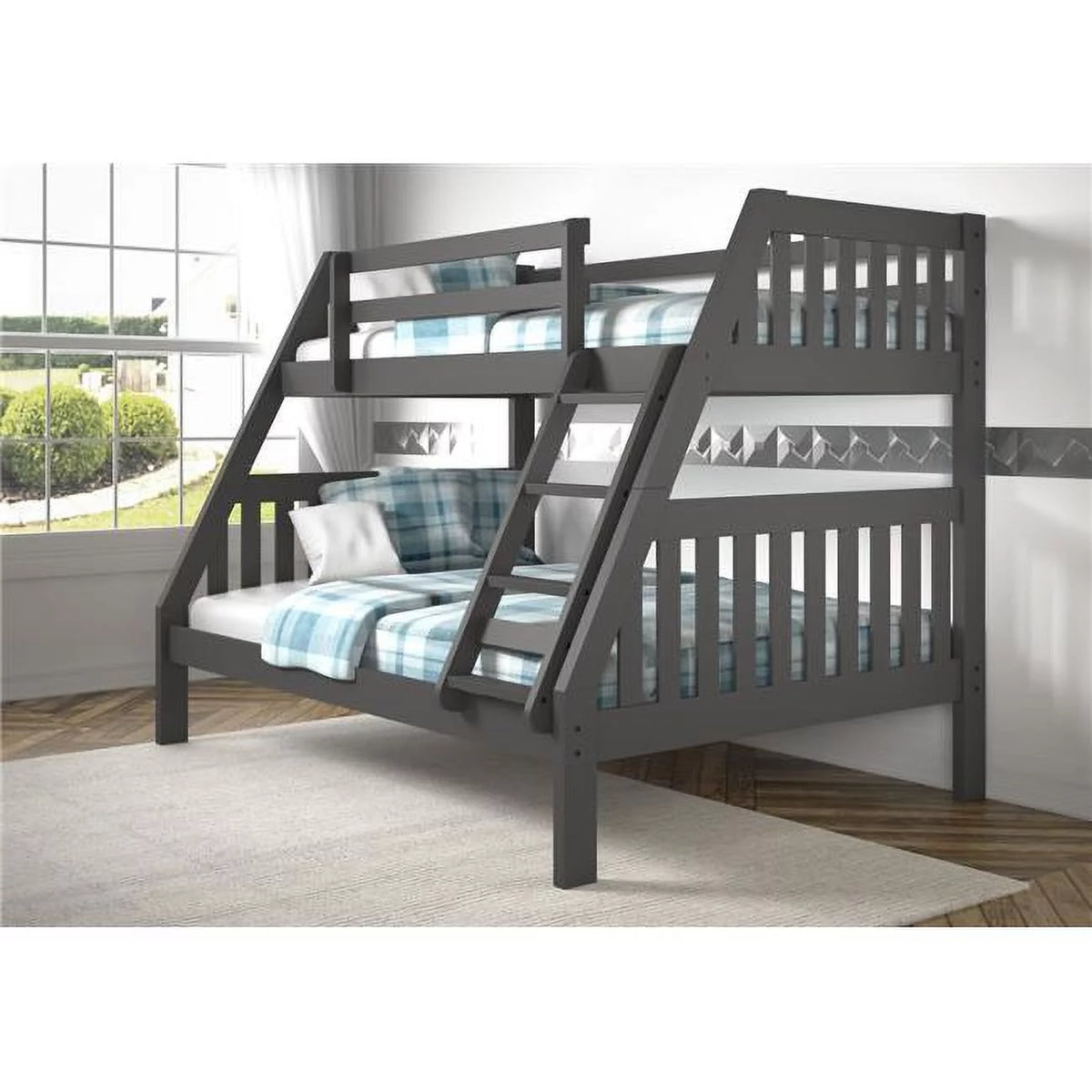 Twin Over Full Bunk Bed Dark Grey H74066