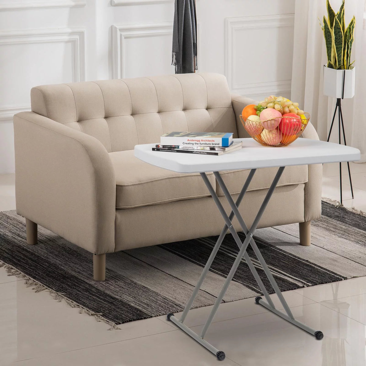 4 Ft White Plastic Folding Table Z4659