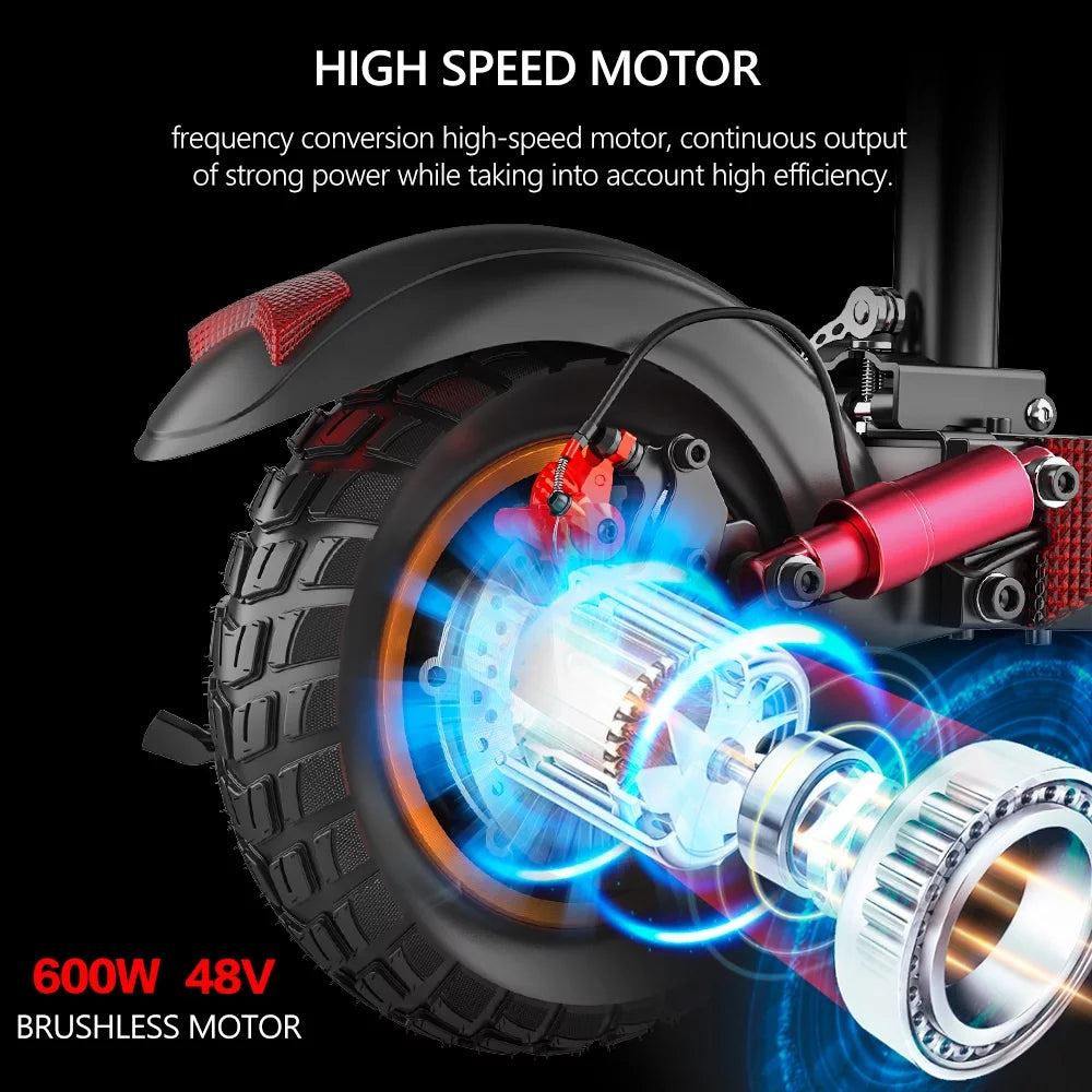 Electric Scooter with Seat, 10" Pneumatic Tires, 600W Motor J551