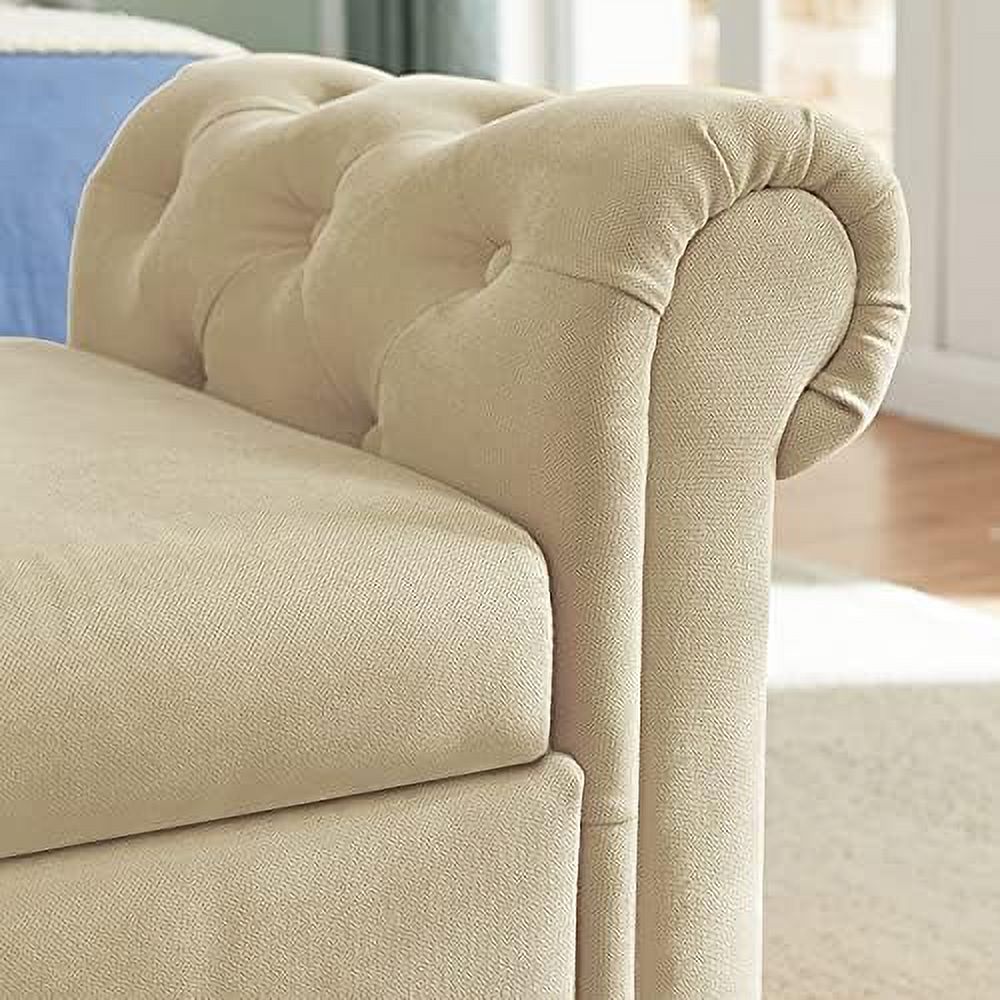 Velvet Tufted Ottoman Sofa Bench with Pillow Y23823