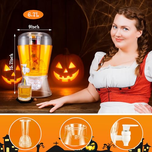 2 Pieces 6.8 L Acrylic Beverage Dispenser with Ice Core and Spigot O11829