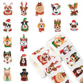 1000Pcs Christmas Puppy Dog Self-Adhesive Stickers, 16 Designs, 2 Rolls M8456