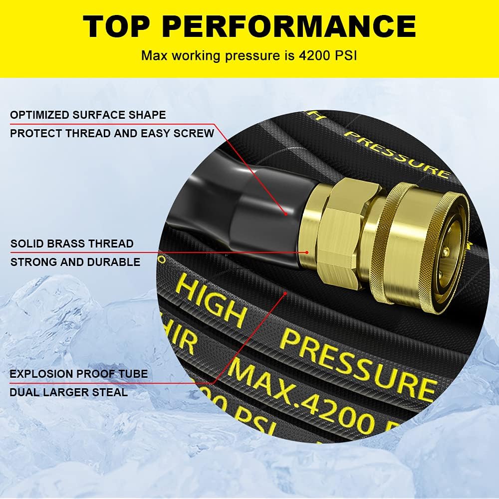 70 ft 3/8 Quick Connect Pressure Washer Hose 4200 PSI, Pack of 2 D409