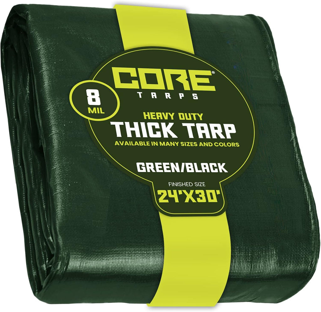 Heavy Duty 8 Mil Waterproof Poly Tarpaulin with Reinforced Edges (Brown/Black 18′ X 24′) D767