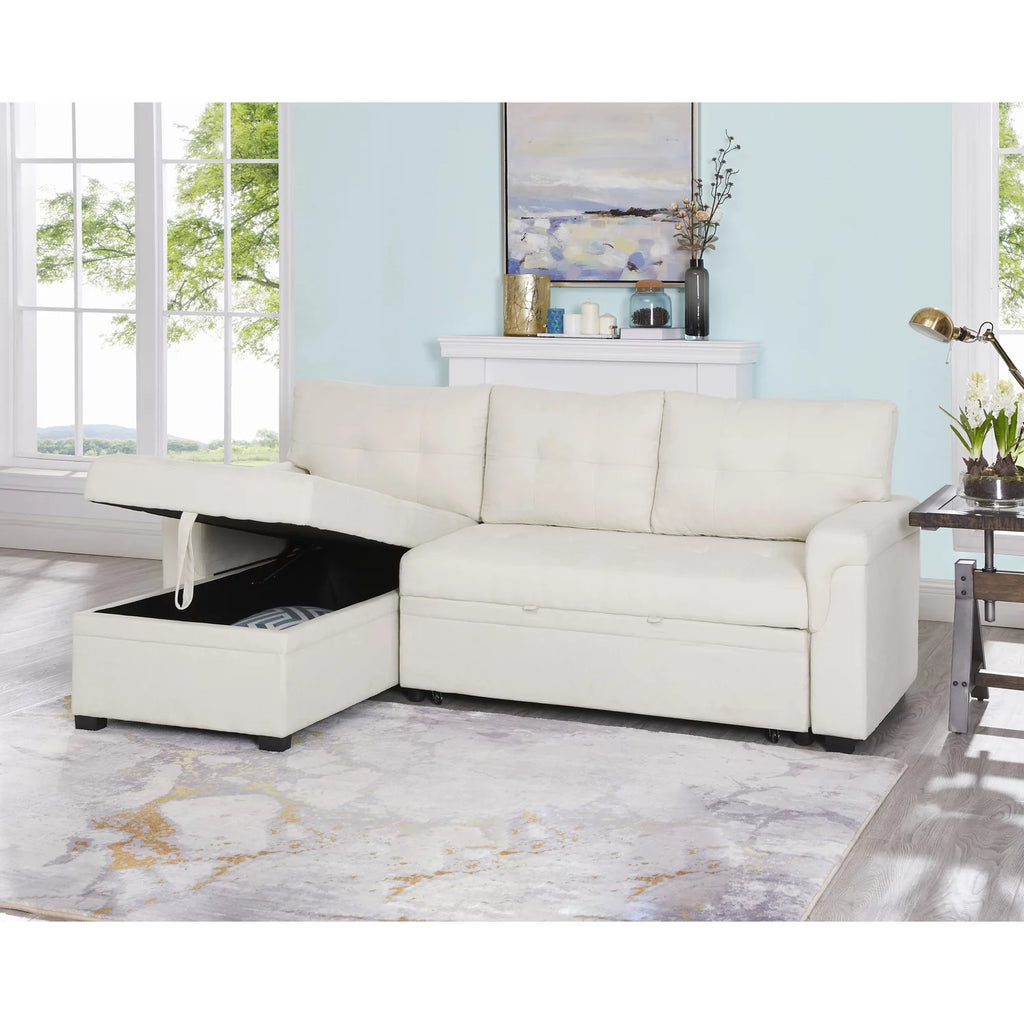 Reversible Sleeper Sectional Sofa with Storage Chaise N3692