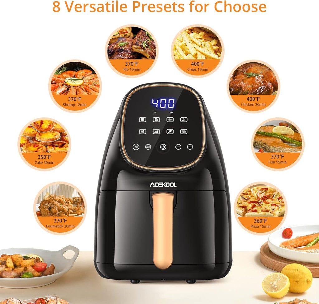 2.2 Quart 1000W Electric Air Fryer with LCD Touch Screen & Nonstick Frying Pot Y49089
