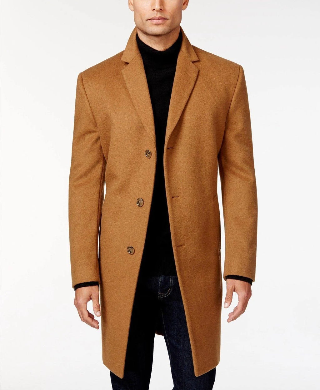 Wool-Blend Over Coat Slim-Fit 40r Camel R79269