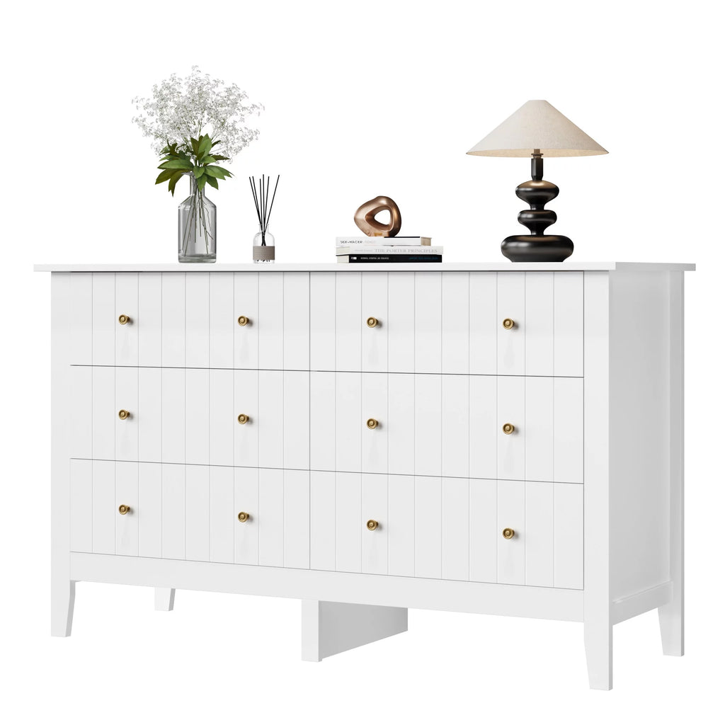 White 6 Drawer Wood Dresser Z267